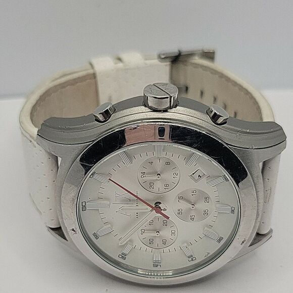 Armani Exchange AX2071 Men's White Leather Analog Dial Quartz Wrist Watch BC499 - Picture 6 of 10